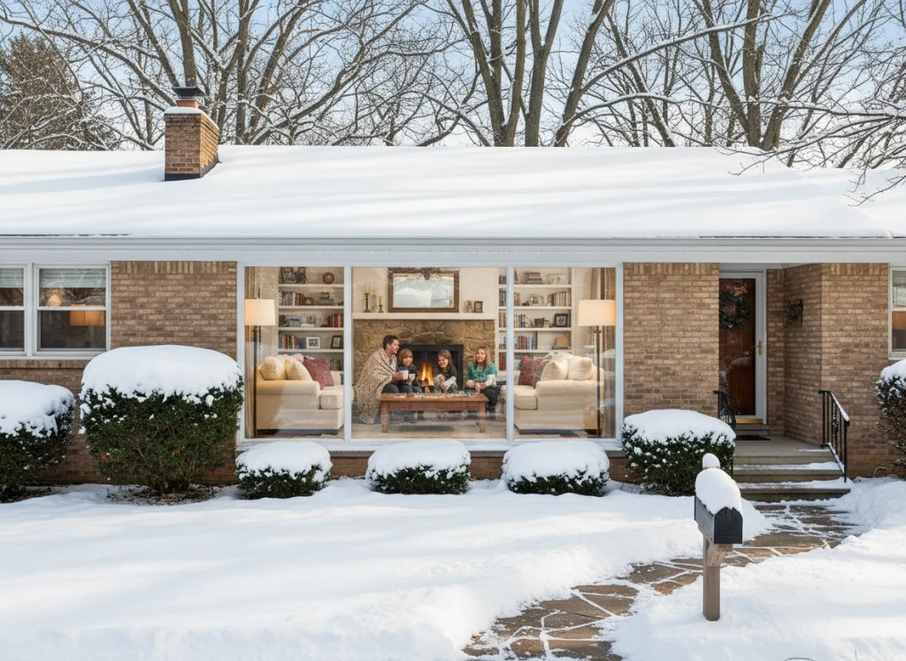 Family enjoying their warm house