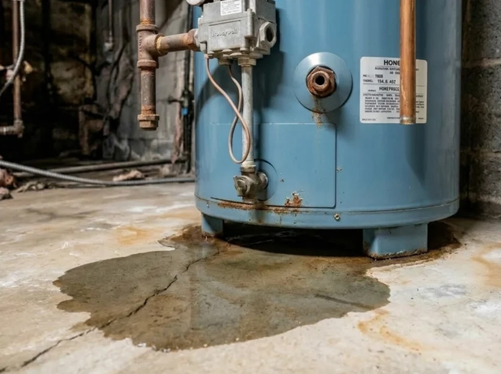 A old leaking water heater.